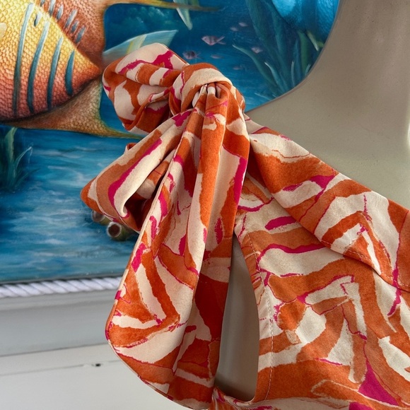 Nine West Orange and Pink One-Shoulder Blouse size L women’s top blouse - Picture 5 of 8